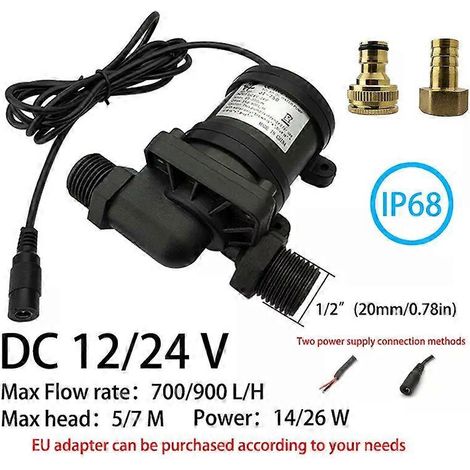 IP68 DC 12V 24V Edelstahlwelle Bürstenlose 1/2 Wasserpumpe Solar-Wassererhitzer Duschzirkulation Springbrunnen Druckbeaufschlagung (1/4)
