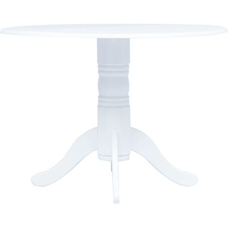 Table de salle à manger Blanc 106cm Bois d'hévéa massif (1/4)