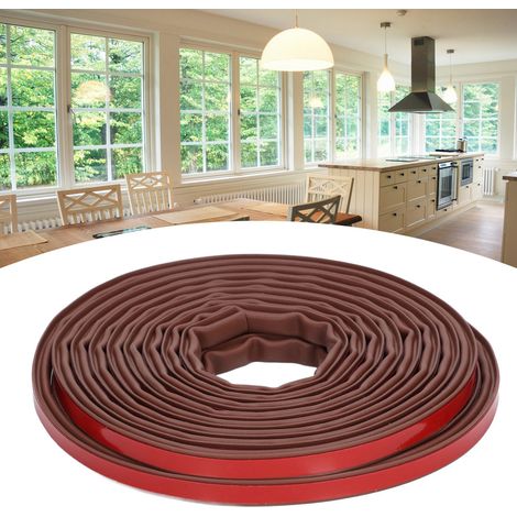 Diebstahlsichere Silikon-Türdichtung, Antikollisionsleiste für I-förmige Fenster, selbstklebende PVC-Winddichtungsleiste für Türen und Fenster, I-Profil Breite 10Höhe 6 mm, braun. (1/5)
