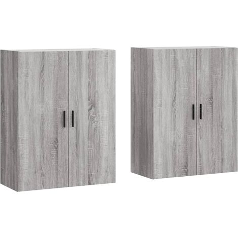 2 pcs Buffet，Bahut， Armoires murales sonoma gris 69,5x34x90 cm CFW53103 (1/5)