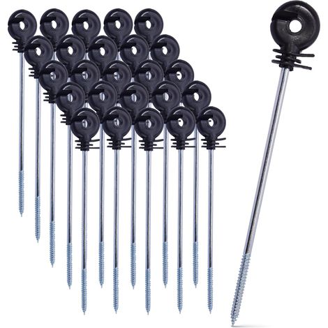 Lot de 50 Isolateur Cloture Electrique, Isolateurs Annulaires pour Poteaux en Bois, Corde, Clôture électrique - Longueur Totale : 249 mm