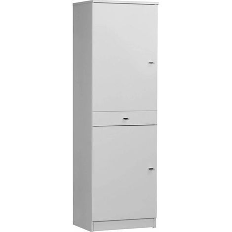 Mobile Bagno in Legno con 2 Ante + 1 Cassetto + 2 Ripiani 46x34xh147 cm Bianco - 282TL
