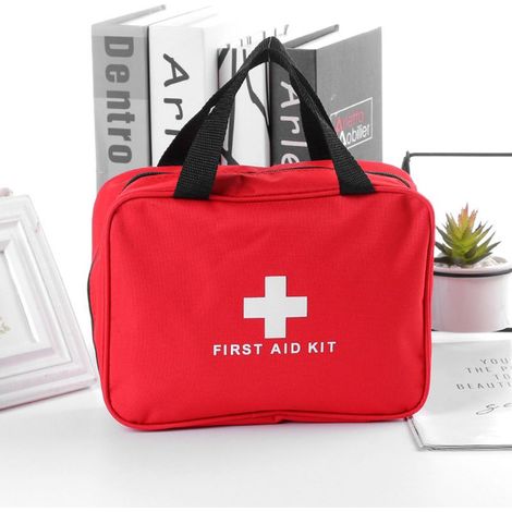 Sac médical d'urgence portable en toile Oxford avec poignée et fermeture éclair, idéal pour premiers secours en extérieur. (1/5)