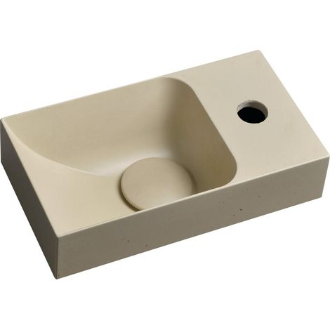 Vasque en béton PICCOLINO 30,8x17cm, mitigeur à droite, jaune mat (1/5)
