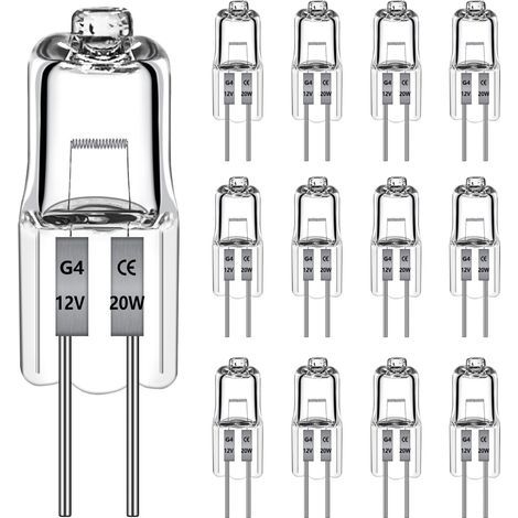 Packung mit 12 G4-Halogenlampen, 12 V, 20 W, 470 lm, dimmbar, 2700 K warmweiß, G4-Halogen für Dunstabzugshauben, Küche, Wohnzimmer, Schlafzimmer, Kleiderschrankbeleuchtung usw. (1/5)