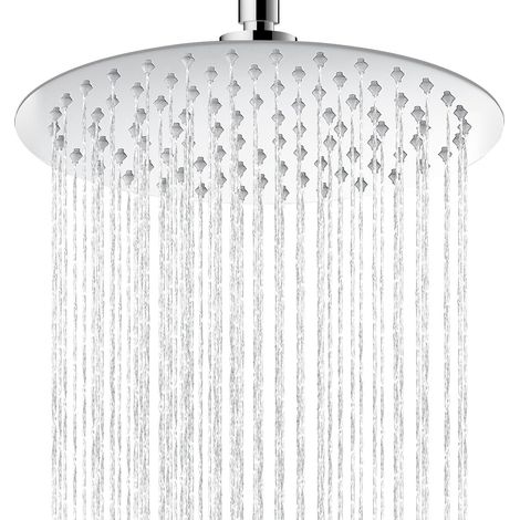 Pommeau de douche à effet pluie, 20 cm, en acier inoxydable 304, réglable, rond, avec effet miroir poli, pour mur ou plafond, 20 cm (1/5)