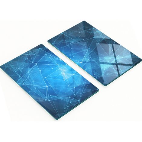 Tablas de cocina de vidrio templado con gr谩ficos de l铆neas azules 2x30x52 cm