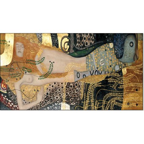 Lupia - Quadro su Tela il Meglio dell'Arte, 62x115 cm BISCE D'ACQUA KLIMT, Riproduzione d'Arte su Tela, Montato su Telaio in Legno 3 cm, Made in Italy (1/4)