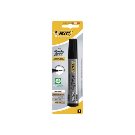 Marqueur Permanent Bic 2000 Noir Encre Indélébile Pointe Biseautée - Bic