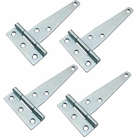 Charnières en T galvanisées en zinc blanc de 12,7 cm (5 pouces), charnière triangulaire en métal, fer inoxydable, pour portes, meubles et grenier. (1/5)
