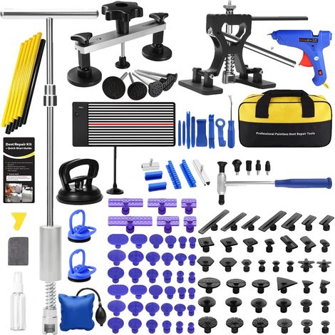 Kit de reparación de abolladuras, metal resistente, extractor de abolladuras: 11,4 cm, extractor en T: 17,8 cm, apto para varios tipos de vehículos, eficaz contra daños por granizo. (1/5)