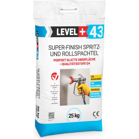 LEVEL+ Super Finish Spritz- Rollspachtel Fertigspachtel Sack L+43 - 25KG