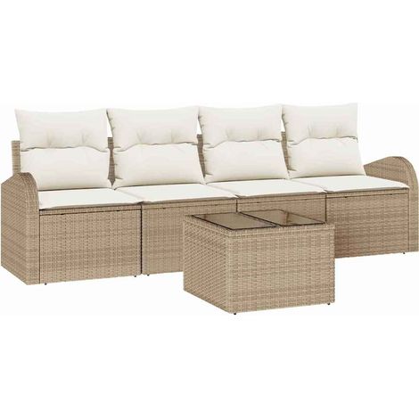 Maison Exclusive - Set Divano da Giardino Beige 55 x 55 x 37 cm polyrattan (1/5)