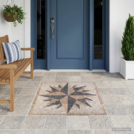 vidaXL Carreaux mosaïques motif vent Multicolore 120 x 120 cm Marbre (1/4)