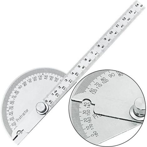 Rapporteur en Acier Inoxydable 0-180° Bras de Jauge d'Angle Règle de Mesure Outil Ingénieur Rapporteur avec Règle de 140mm, Règle d'Angle Universpour Dessin de Peinture (1/4)