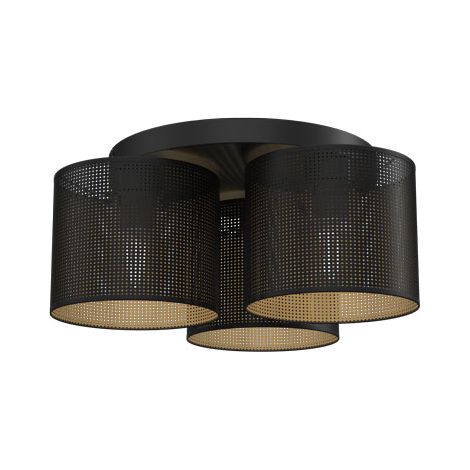 Plafoniera loft tonda in metallo nero oro 3xE27 Luminex