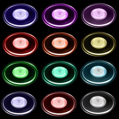 Set di 12 sottobicchieri a LED in acrilico - 7 colori - Rotondi - 3 modalità di illuminazione - Illuminazione per bevande, feste, matrimoni (1/5)