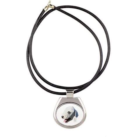 Bedlington Terrier, Rothbury Terrier - collana con foto e iscrizione geometrica di Art-Dog (1/3)