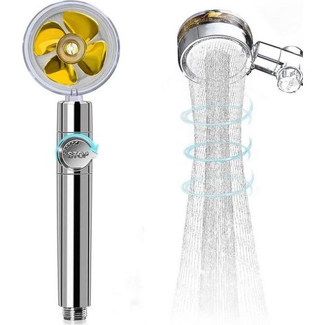 Brauseköpfe, Handbrause, Duschkopf, Booster-Köpfe, Duschköpfe, Bad-Accessoires, Abnehmbarer Turbo-Hochdruck-Duschkopf, Gelb, KINSI (1/5)