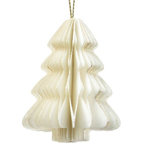 Kaemingk – Suspension de Noël sapin pliable en papier blanc avec paillettes et cordon, 6 cm