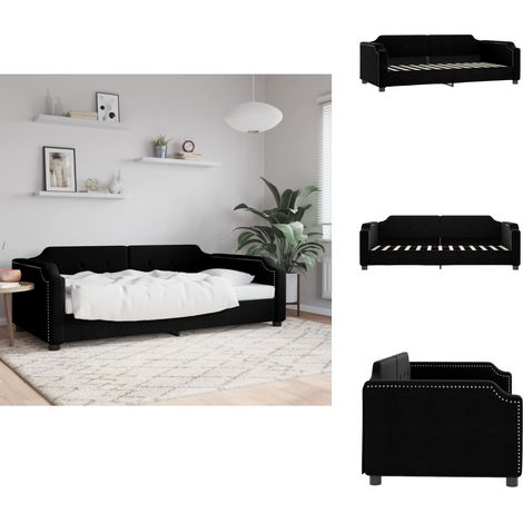 Tagesbett Schwarz 80x200 cm Stoff - Schlafsofa - Bett - Gästebett - Wohnzimmermöbel - Schlafzimmermöbel (1/5)