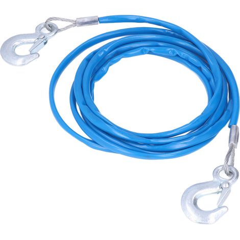 Câble de Sécurité en Acier 4m/13.12ft, Charge 3 Tonnes, Corde de Remorquage avec Crochets pour Voitures, SUV et Camionnettes (1/5)