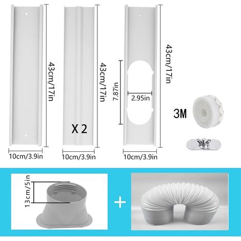 Kit de 4 Plaques d'Étanchéité pour Fenêtre, Réglables et Télescopiques, pour Tuyau d'Évacuation de Climatisation Mobile Portative, Largeur 10 cm (1/5)