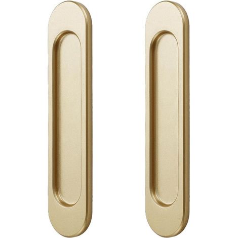 Set di 2 maniglie ovali autoadesive per porte scorrevoli, ideali per armadi e cassetti, in lega di alluminio, design senza giunture. (1/5)