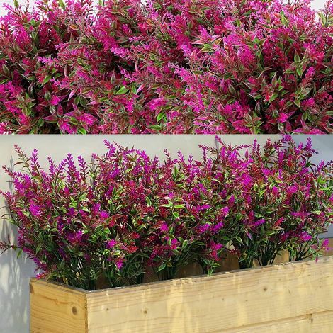 12 Buissons de Lavande Artificielle Résistants UV, Rouge Violacé Fleurs Artificielles pour Plantes Arrangement Floral, Centre de Table, Jardin Maison (1/5)