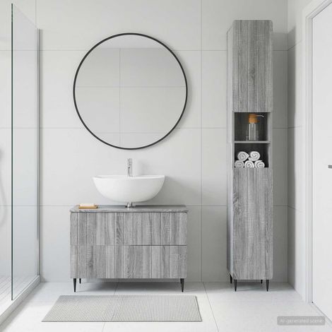 vidaXL 2 Piece Bathroom Cabinet Set ZWOLLE Grey Sonoma Engineered Wood (1/5)