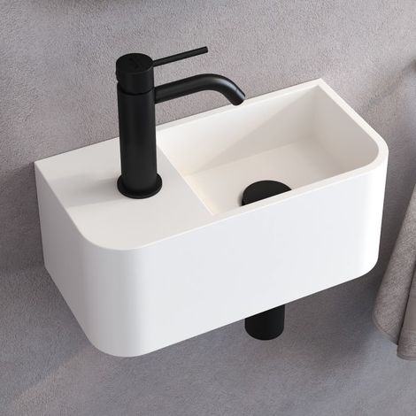 Kronenbach Stone Handwaschbecken 38 x 19 cm Becken rechts mit Hahnlochbohrung (1/5)