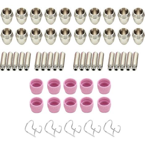 Kit de consommables pour torches de découpe plasma : électrode, pointe de contact, buse en céramique SG-55, AG-60, WSD-60P (55 pièces) (1/4)