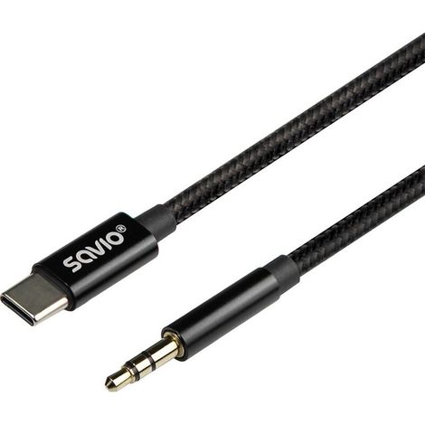 SAVIO CL-188 cable USB-C a mini jack 3,5 mm 2 m negro (1/2)