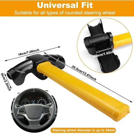 Canne Antivol Voiture Verrouillage de Volant Barre de Volant Antivol de Sécurité Universelle Voiture Rétractable T-Lock pour Voiture (1/4)
