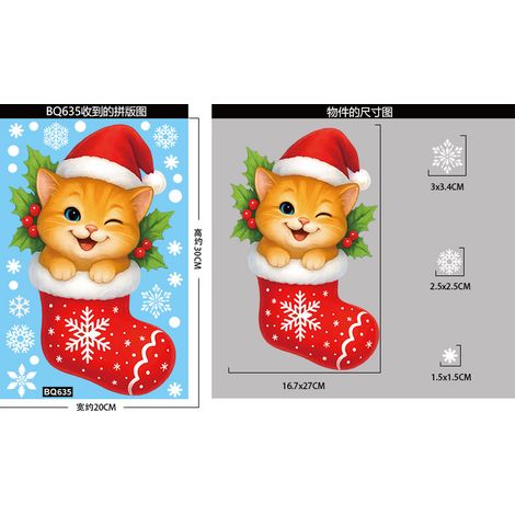 Autocollants chiots de Noël pour décorer les vitres, décorations d'ambiance de Noël, couronnes de fenêtre, boîtes cadeaux, autocollants statiques