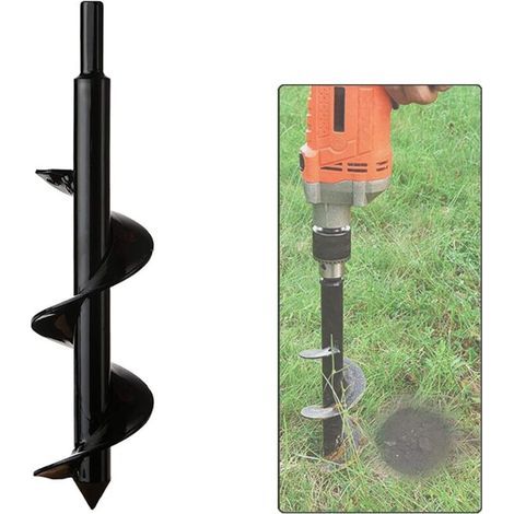 Taladro de jardín, vástago hexagonal de acero inoxidable, barrena térmica, para cavar agujeros para cultivo profundo, herramienta práctica para plantar flores, árboles y arbustos (Diámetro: 8 cm, Long (1/4)