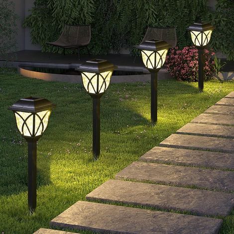 Lot de 2 lampes LED gazon solaires étanches IP44 éclairage extérieur paysager pour terrasse jardin pelouse villa cour allée décoration (1/3)