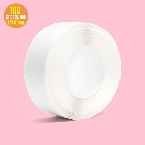 Rouleau de papier blanc autocollant thermique 12 x 40 mm, 160 feuilles/rouleau, compatible avec l'imprimante thermique Phomemo D30, pour l'organisation de la maison et du bureau. (1/3)