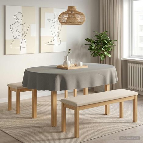 vidaXL Tela para Mesa Ovalado Gris Claro 130 x 180 cm (1/5)