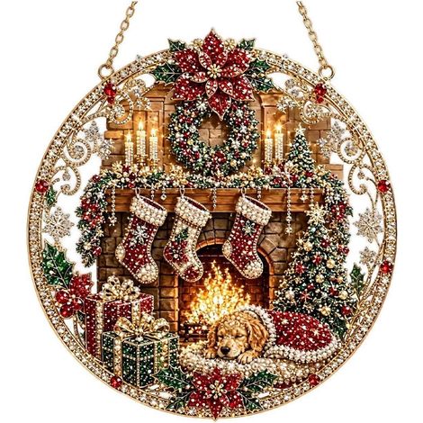 jeKit de décoration de Noël en perles et diamants, attrape-soleil, ornement suspendu en acrylique de 20 cm, kit de loisirs créatifs pour adultes et débutants, cadeau idéal pour décorer une fenêtre ou (1/5)