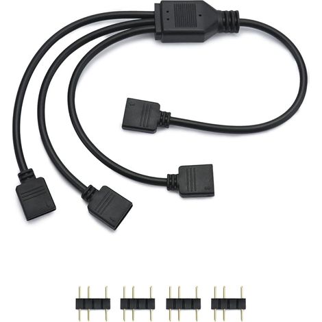 Cable répartiteur ARGB, 5 V, 3 broches, cable rgb pc, 1 prise vers 3 fiches, 30 cm, pour refroidisseur CPU et ventilateur 5 V ARGB (1/5)