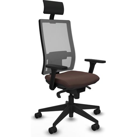 Sedia da ufficio piqueras y crespo mesh grigio pelle marrone