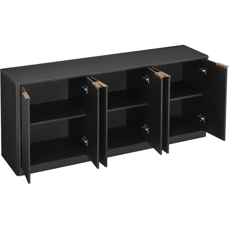 Credenza moderna 170 cm nera in MDF con 6 ante, design ondulato, MODENUIT (1/5)
