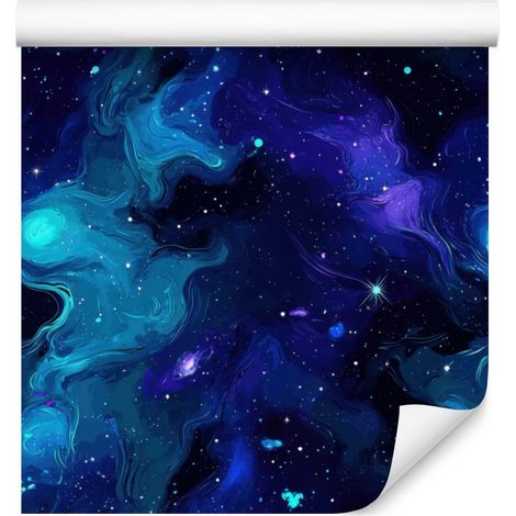 Papier peint aquarelle galaxie bleu marine, noir et turquoise 50x1000 cm (1/5)