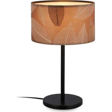 Briloner Mata Tischlampe, Blätterdekor, Kabelschalter, Boho-Stil, E27 Fassung, Caffefarben, Ø25 x 41,5 cm
