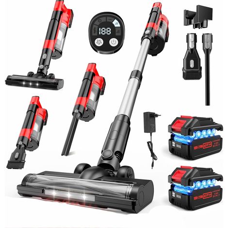 60KPa Aspirateur Balai Sans Fil,700W/70 Mins Aspirateur Sans Fil Puissant avec 24,0Ah Batteries Amovible,Brosse Anti-Enchevêtrement,Écran LED,Aspirateur Balai de batterie pour Cheveux/Tapis/Sols Durs (1/5)