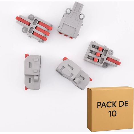 10 Bornes de Raccordement à Leviers rouges (1 entrée / 3 sorties), 32A - LT-13-Rouge (1/5)