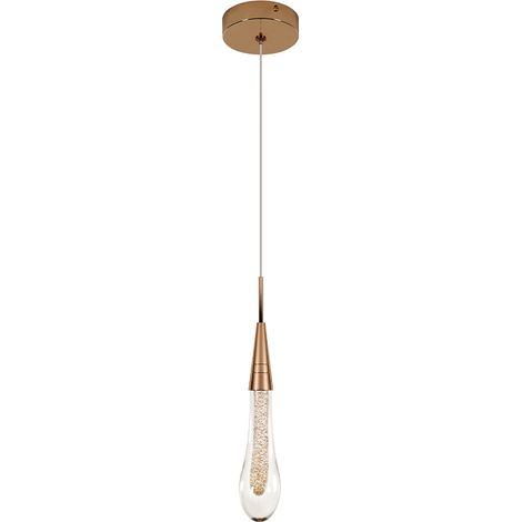 COMELY LED Pendant Light, Creative Water Drop Glass Chandelier, Modern Gold Glass LED Ceiling Light for Bedroom Dining Room Kitchen Living Room, Warm Light