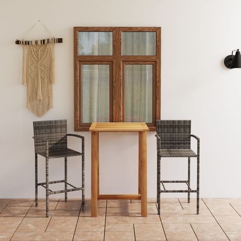 Ensemble de bar de jardin 3 pcs Gris