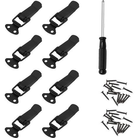 Lot de 8 fermetures à cliquet 57 mm en métal noir pour armoires, portes et fenêtres (1/5)
